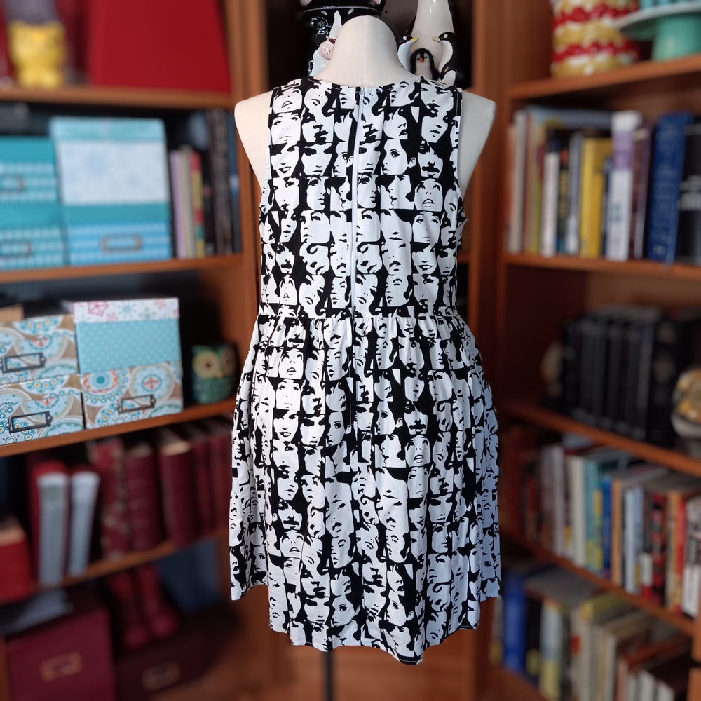 Modcloth Folter "Famous Faces" Black and White Pop Art Dress - Picture 6 of 11